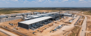Aerial view of the Stargate AI data center campus under construction near Abilene, Texas